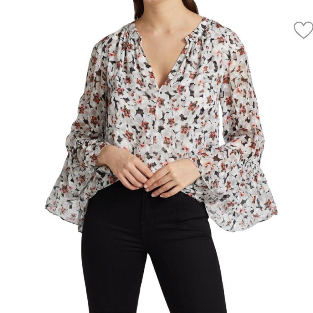 TANYA TAYLOR
Harper Floral Bell-Sleeve Top Size L